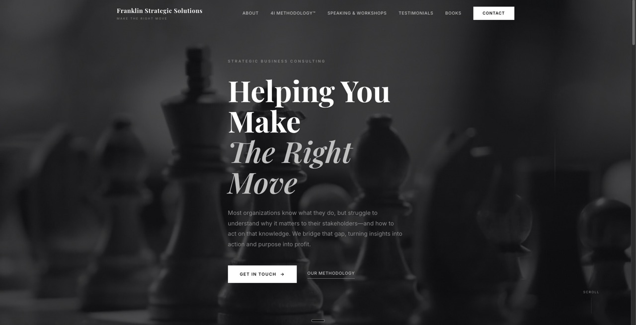 Franklin Strategic Solutions website hero reading 'Helping You Make The Right Move'.